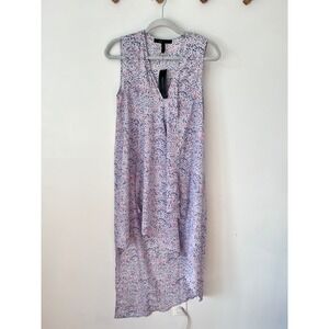BCBGMAXAZRIA Sheer Lilac Print Sleeveless V Neck High Low Dress XS